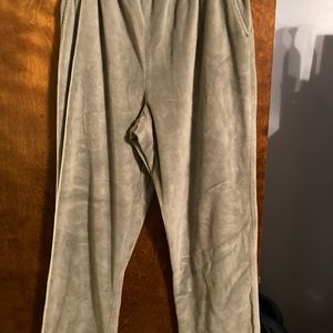Green velour pants